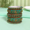 Light Green Color Velvet Work Bangle Set: 2.4 (TRB181LGRN-2.4)