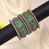 Light Green Color Velvet Work Bangle Set: 2.10 (TRB181LGRN-2.10)