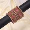 Pink Color Velvet Work Bangle Set: 2.4 (TRB181PNK-2.4)