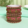 Pink Color Velvet Work Bangle Set: 2.4 (TRB181PNK-2.4)