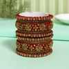 Red Color Velvet Work Bangle Set: 2.4 (TRB181RED-2.4)