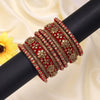 Red Color Velvet Work Bangle Set: 2.4 (TRB181RED-2.4)