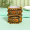 Yellow Color Velvet Work Bangle Set: 2.6 (TRB181YLW-2.6)