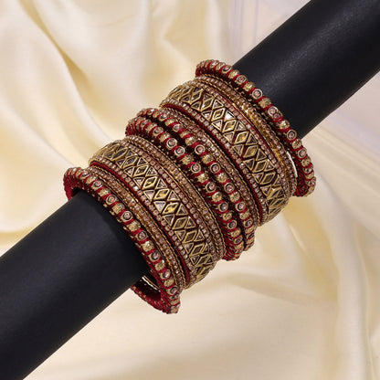 Maroon Color Thread Bangle Set: 2.6 (TRB182MRN-2.6)