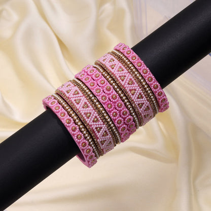 Pink Color Thread Bangle Set: 2.6 (TRB183PNK-2.6)