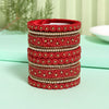 Red Color Thread Bangle Set: 2.4 (TRB183RED-2.4)