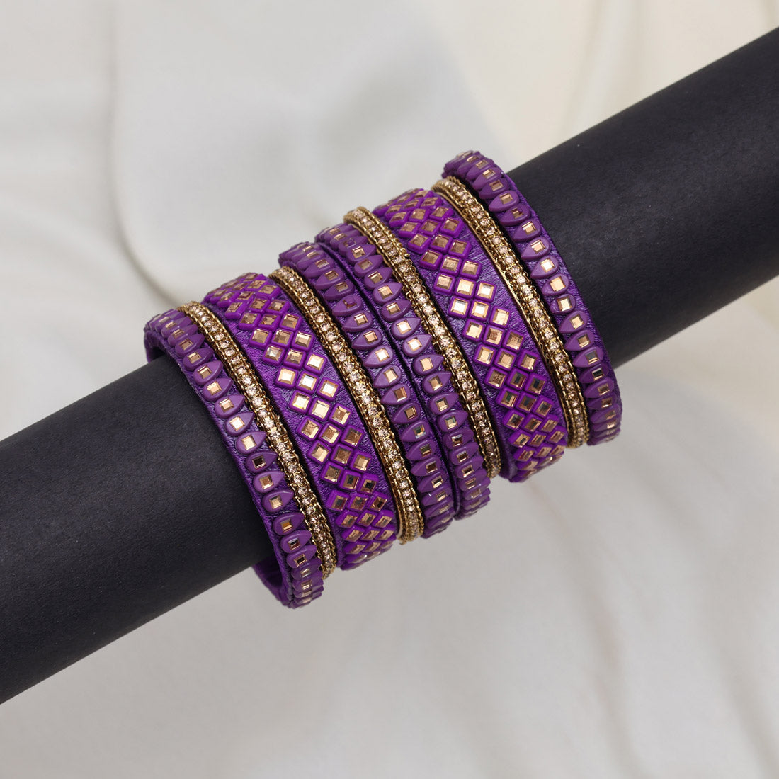 Purple Color Thread Bangle Set: 2.8 (TRB184PRP-2.8)