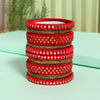 Red Color Thread Bangle Set: 2.4 (TRB184RED-2.4)