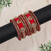 Dark Peach Color Velvet Thread Bangle Set: 2.10 (TRB185DPCH-2.10)