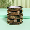 Green Color Velvet Thread Bangle Set: 2.4 (TRB185GRN-2.4)