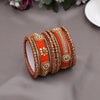 Peach Color Velvet Thread Bangle Set: 2.10 (TRB185PCH-2.10)