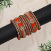 Peach Color Velvet Thread Bangle Set: 2.10 (TRB185PCH-2.10)