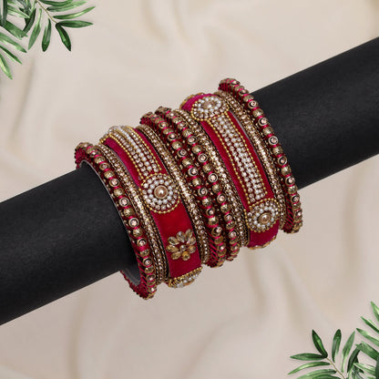 Rani Color Velvet Thread Bangle Set: 2.10 (TRB185RNI-2.10)