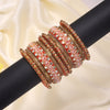 Dark Peach Color Thread Bangle Set: 2.4 (TRB187DPCH-2.4)