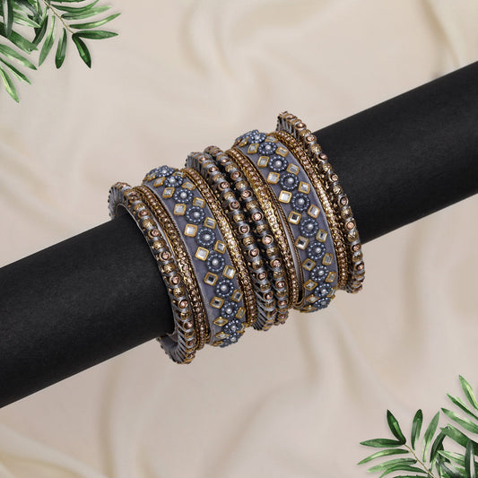 Grey Color Thread Bangle Set: 2.12 (TRB187GRY-2.12)