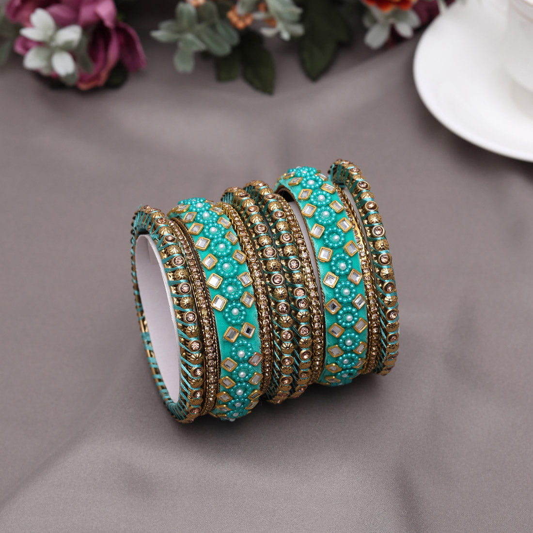 Light Green Color Thread Bangle Set: 2.8 (TRB187LGRN-2.8)