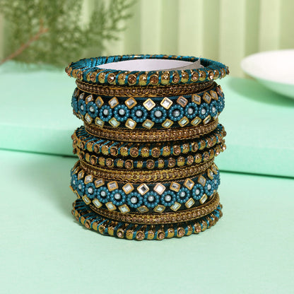 Rama Green Color Thread Bangle Set: 2.6 (TRB187RGRN-2.6)