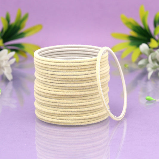 Off White Color Velvet Work Bangle Set: 2.8