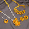 Yellow Color Synthetic Rose Floral Bridal Set (TRN1778YLW)