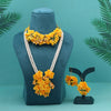 Yellow Color Synthetic Rose Floral Bridal Set (TRN1778YLW)