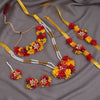 Red & Yellow Color Synthetic Rose Floral Bridal Set (TRN1779REDYLW)