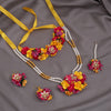 Rani & Yellow Color Synthetic Rose Floral Bridal Set (TRN1779RNIYLW)