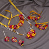 Rani & Yellow Color Synthetic Rose Floral Bridal Set (TRN1779RNIYLW)