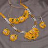 Yellow Color Synthetic Rose Floral Bridal Set (TRN1779YLW)