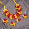 Red & Yellow Color Synthetic Rose Floral Bridal Set (TRN1780REDYLW)