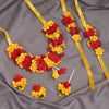 Red & Yellow Color Synthetic Rose Floral Bridal Set (TRN1780REDYLW)