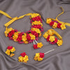 Rani & Yellow Color Synthetic Rose Floral Bridal Set (TRN1780RNIYLW)