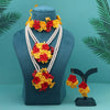 Red & Yellow Color Synthetic Rose Floral Bridal Set (TRN1781REDYLW)