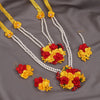 Red & Yellow Color Synthetic Rose Floral Bridal Set (TRN1781REDYLW)