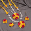 Rani & Yellow Color Synthetic Rose Floral Bridal Set (TRN1781RNIYLW)