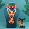 Rani & Yellow Color Synthetic Rose Floral Bridal Set (TRN1781RNIYLW)