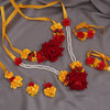 Red & Yellow Color Synthetic Rose Floral Bridal Set (TRN1782REDYLW)