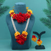 Red & Yellow Color Synthetic Rose Floral Bridal Set (TRN1782REDYLW)