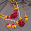 Rani & Yellow Color Synthetic Rose Floral Bridal Set (TRN1782RNIYLW)