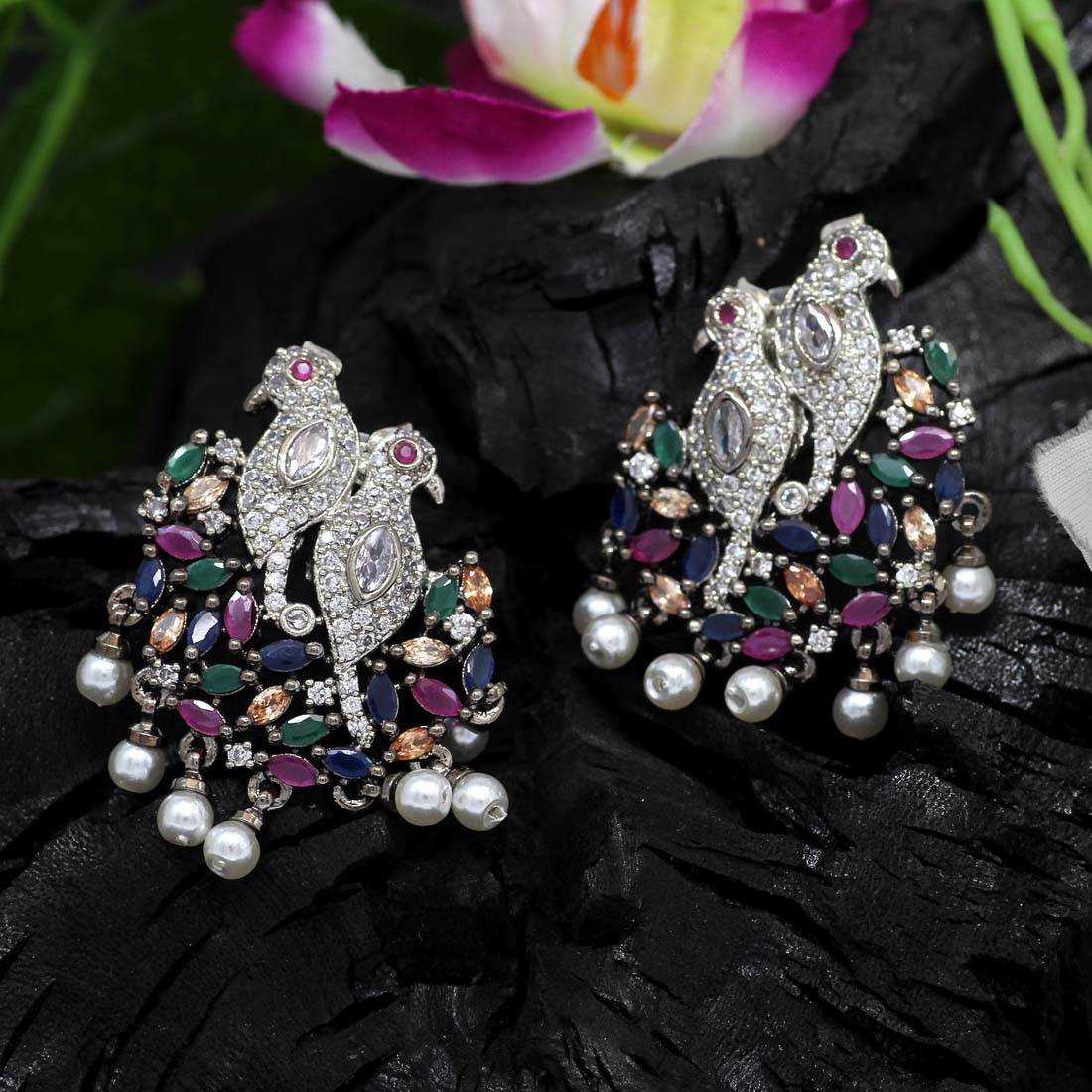 Multi Color American Diamond Earrings (ADE180MLT)
