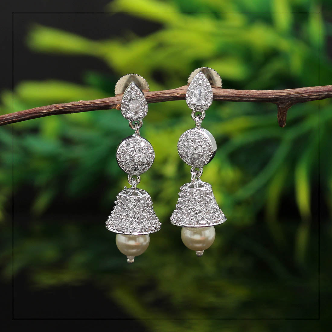 Silver Color American Diamond Earrings (ADE310SLV)
