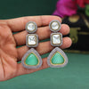 Rama Green Color American Diamond Earrings (ADE329RGRN)
