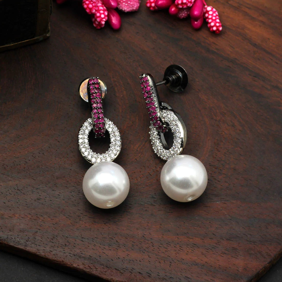 White Color Premium American Diamond Earrings (ADE351WHT)