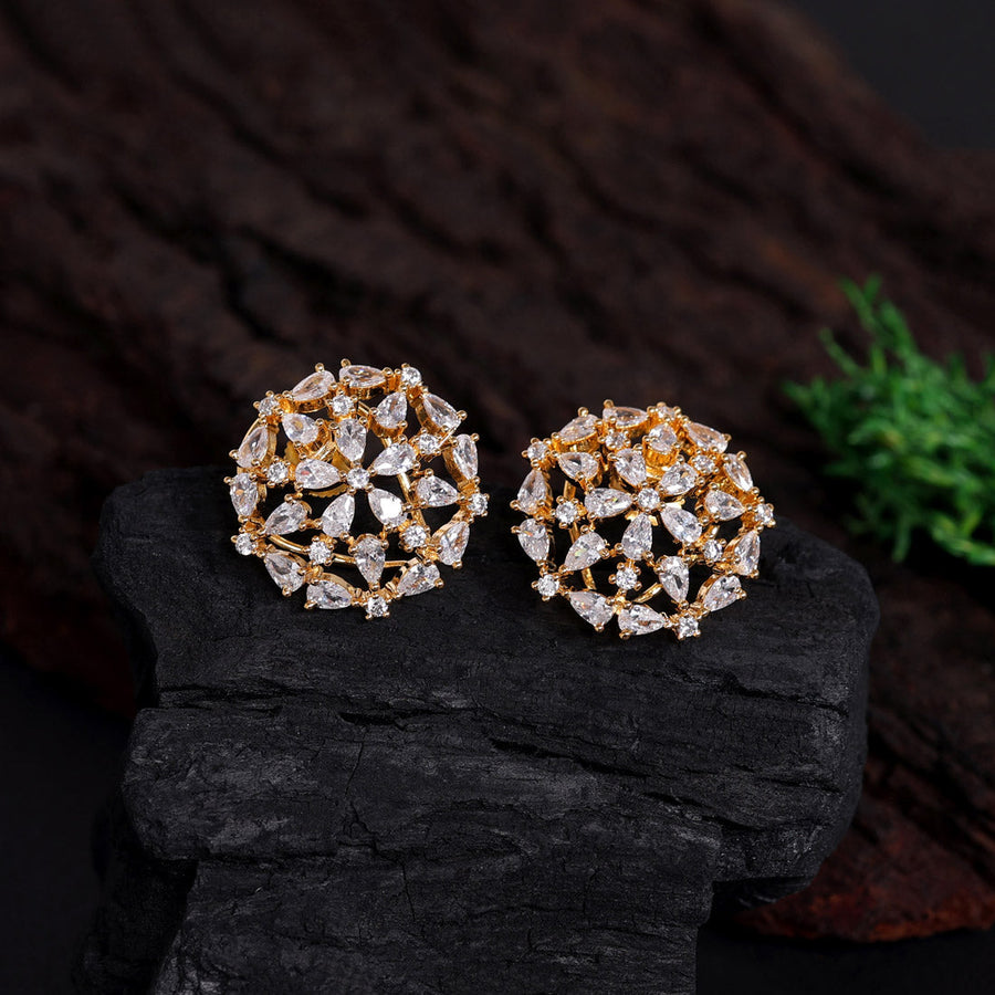 American diamond stud earrings in deals gold