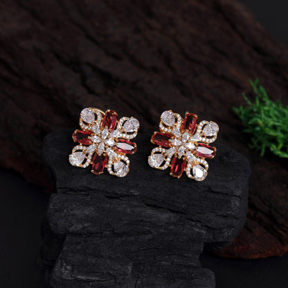 Rani Color American Diamond Stud Earrings (ADE430RNI)