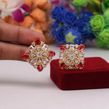 Rani Color American Diamond Stud Earrings (ADE441RNI)