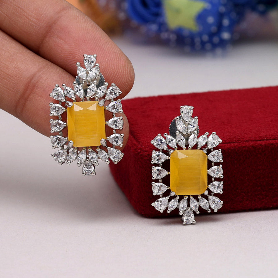 Earrings + 1 Necklace Boho Style Jewelry Set Inlaid Yellow - Temu