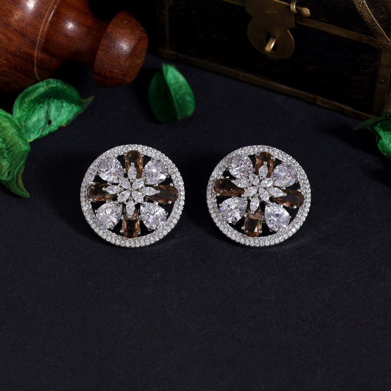 Brown Color American Diamond Earrings (ADE472BRW)