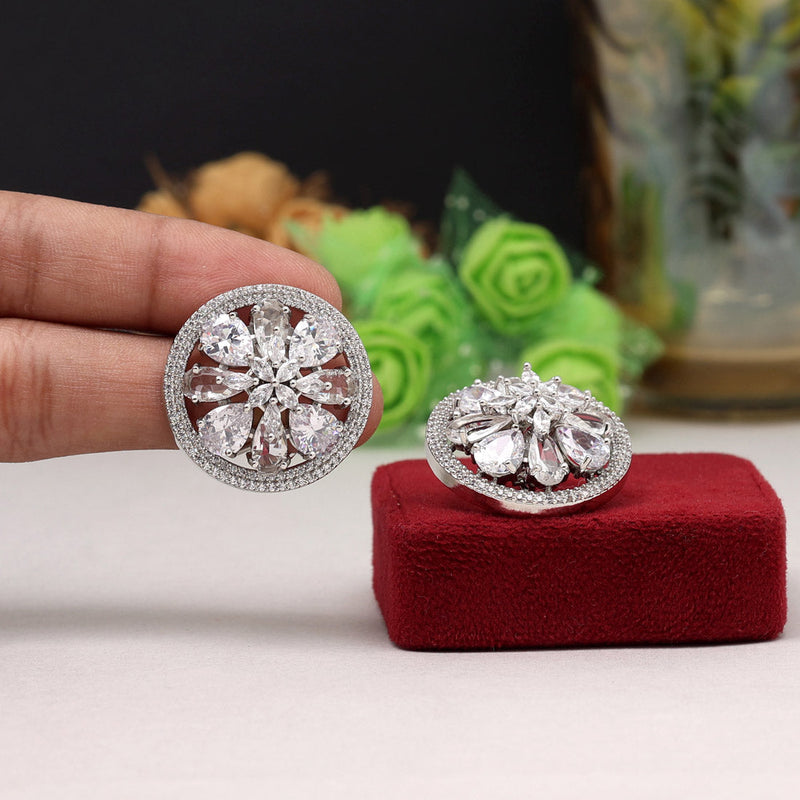 Silver Color American Diamond Earrings (ADE472SLV)