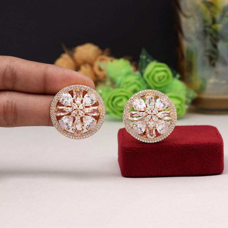 White Color American Diamond Earrings (ADE473WHT)