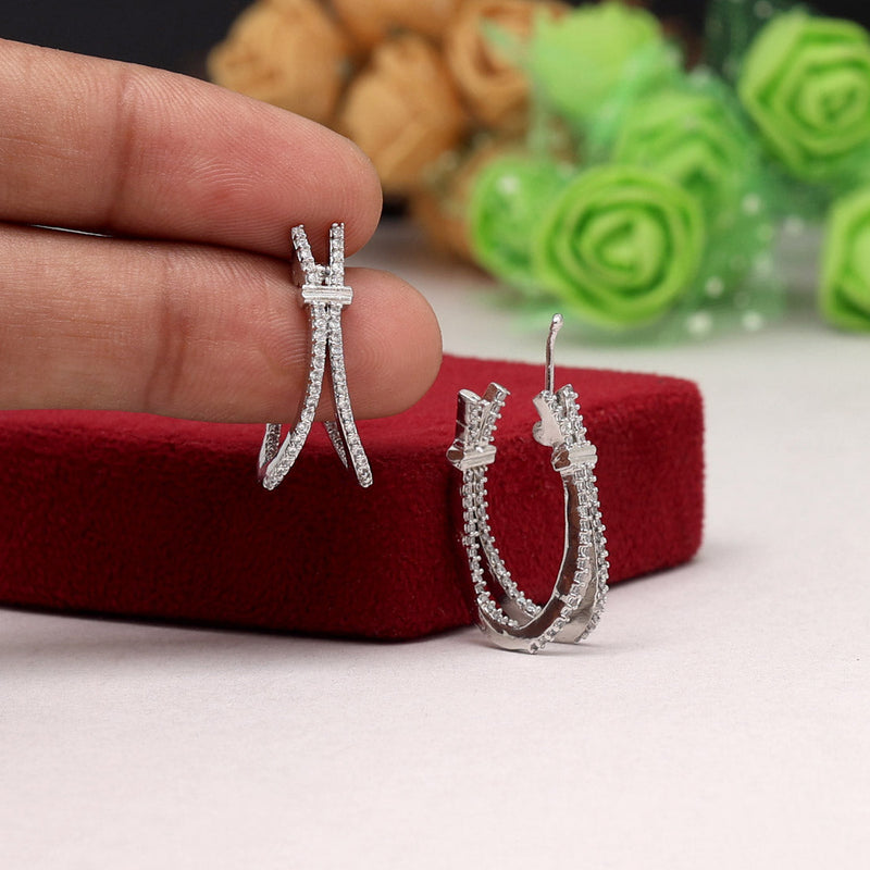 Silver Color American Diamond Earrings (ADE474SLV)